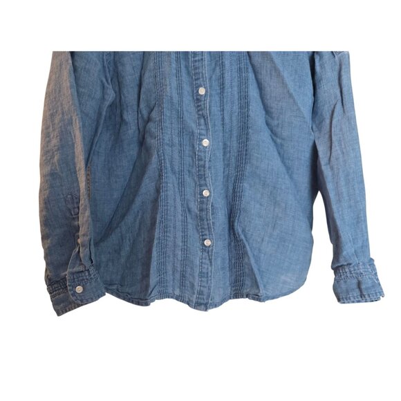 Women's - Lauren Jeans Co. Blue Linen Button Down Shirt, Size Medium - Picture 4 of 6